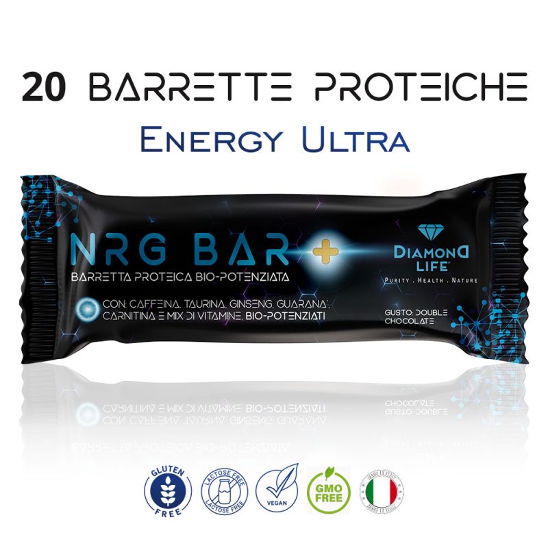 NRG BAR – Energy Ultra | 20 Barrette Proteiche da 40 g Vegan con Caffeina, Taurina, Ginseng, Carnitina e Mix di Vitamine - immagine 2